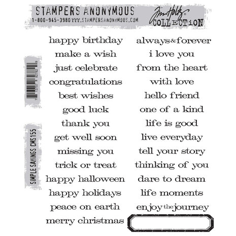 Stampers Anonymous Simple Sayings Tim Holtz Cling Stamps (CMS155) Stampers Anonymous Simple Sayings Tim Holtz Cling Stamps (CMS155)