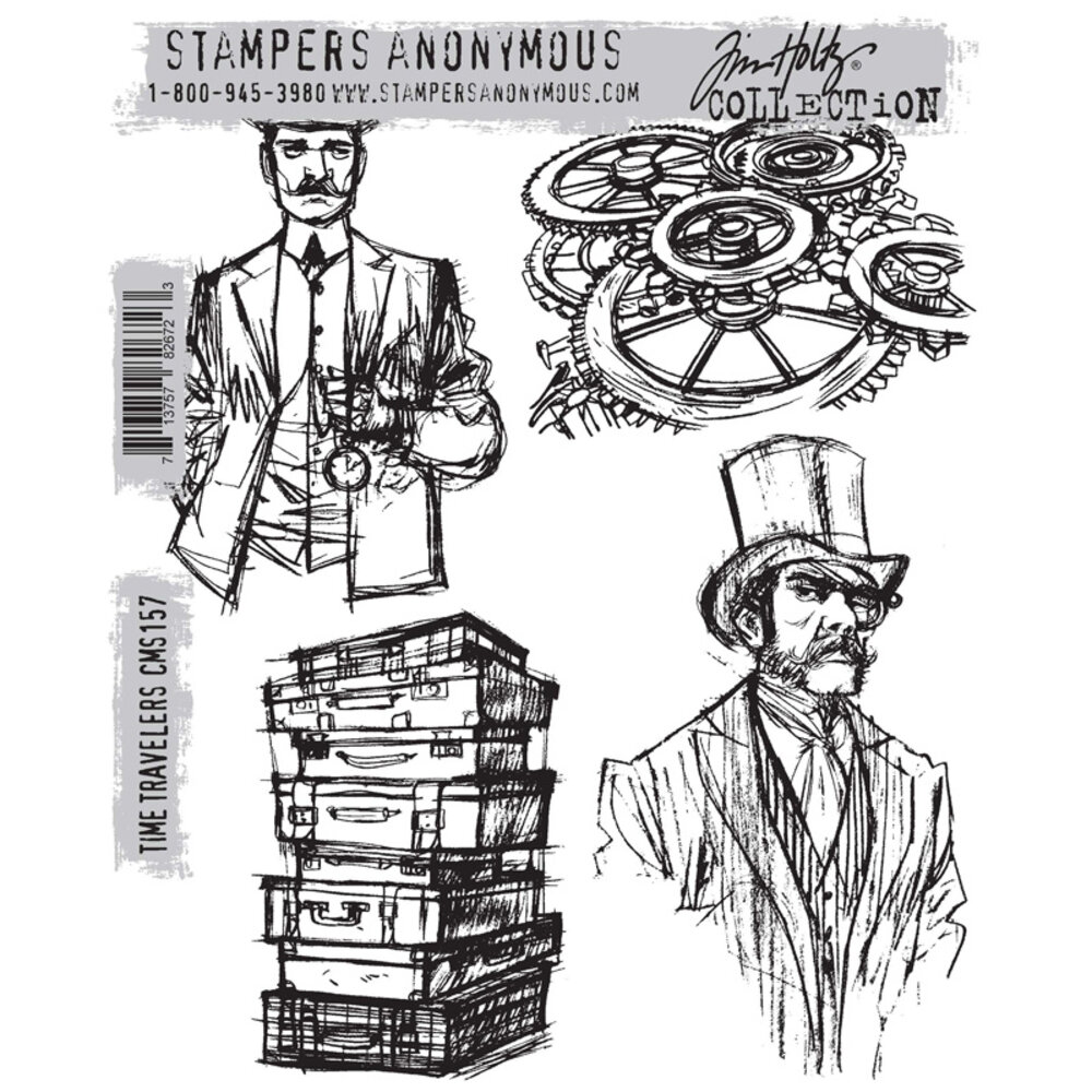 Stampers Anonymous Time Travelers Tim Holtz Cling Stamps (CMS157) Stampers Anonymous Time Travelers Tim Holtz Cling Stamps (CMS157)