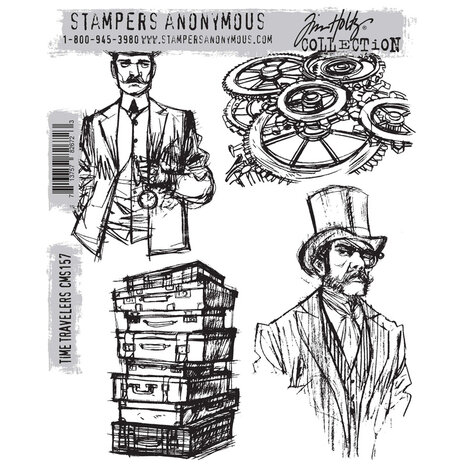 Stampers Anonymous Time Travelers Tim Holtz Cling Stamps (CMS157) Stampers Anonymous Time Travelers Tim Holtz Cling Stamps (CMS157)