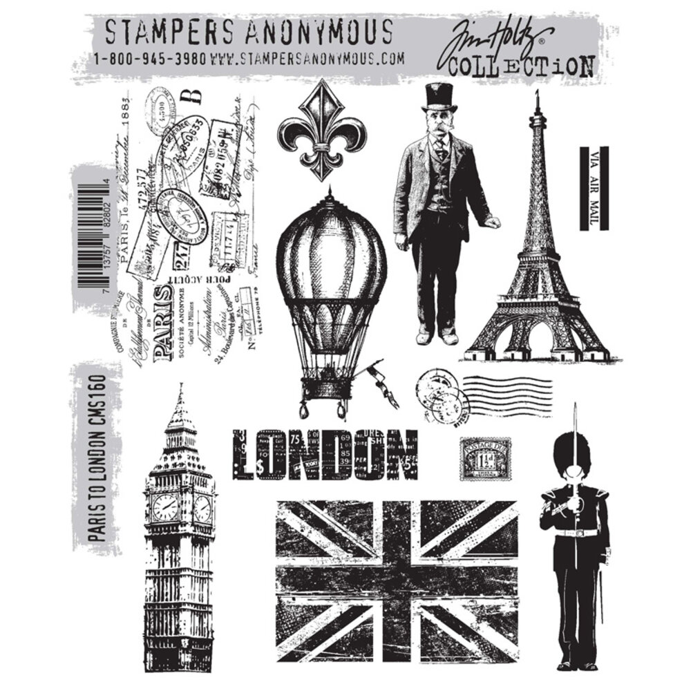 Stampers Anonymous Paris To London Tim Holtz Cling Stamps (CMS160) Stampers Anonymous Paris To London Tim Holtz Cling Stamps (CMS160)