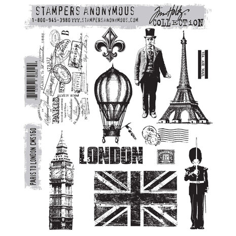 Stampers Anonymous Paris To London Tim Holtz Cling Stamps (CMS160) Stampers Anonymous Paris To London Tim Holtz Cling Stamps (CMS160)