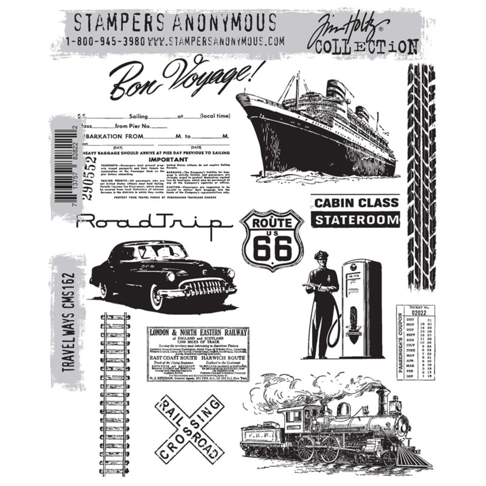 Stampers Anonymous Travel Ways Tim Holtz Cling Stamps (CMS162) Stampers Anonymous Travel Ways Tim Holtz Cling Stamps (CMS162)