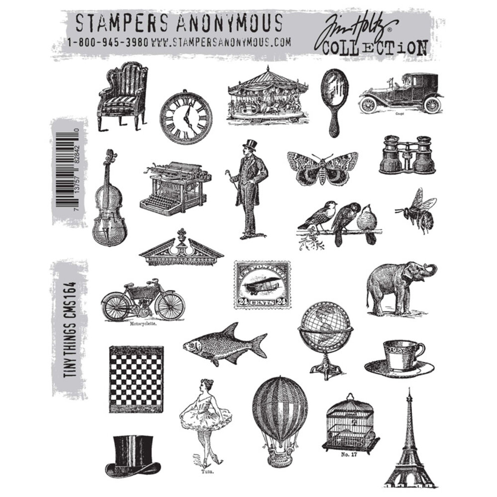 Stampers Anonymous Tiny Things Tim Holtz Cling Stamps (CMS164) Stampers Anonymous Tiny Things Tim Holtz Cling Stamps (CMS164)