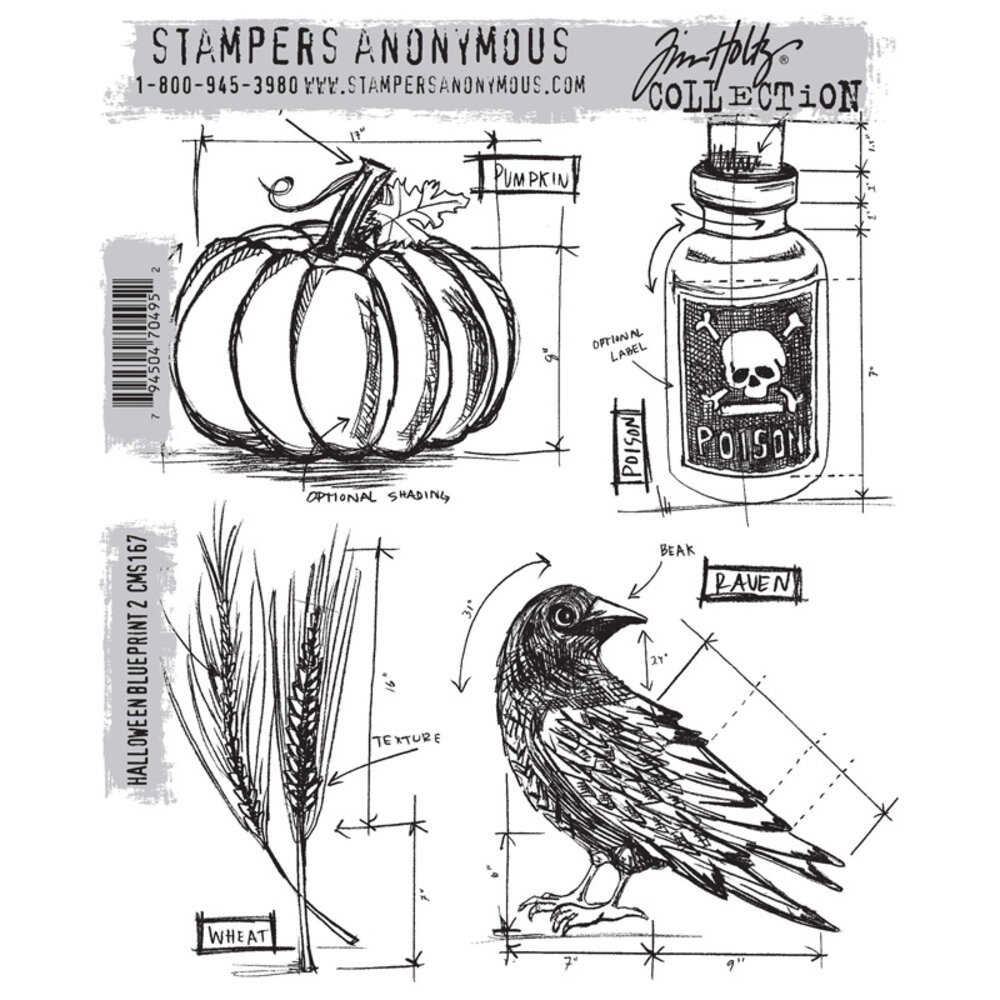 Stampers Anonymous Halloween Blueprint 2 Tim Holtz Cling Stamps (CMS167) Stampers Anonymous Halloween Blueprint 2 Tim Holtz Cling Stamps (CMS167)