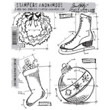 Stampers Anonymous Christmas Blueprint 2 Tim Holtz Cling Stamps (CMS168)