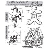 Stampers Anonymous Christmas Blueprint 3 Tim Holtz Cling Stamps (CMS169)