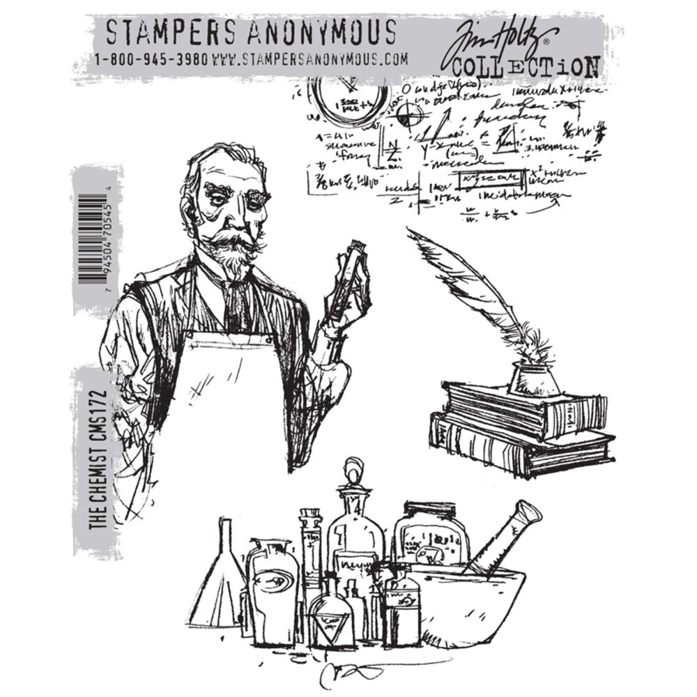 Stampers Anonymous The Chemist Tim Holtz Cling Stamps (CMS172) Stampers Anonymous The Chemist Tim Holtz Cling Stamps (CMS172)