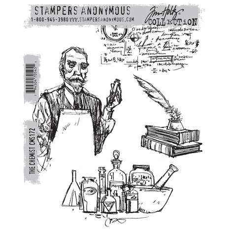 Stampers Anonymous The Chemist Tim Holtz Cling Stamps (CMS172) Stampers Anonymous The Chemist Tim Holtz Cling Stamps (CMS172)