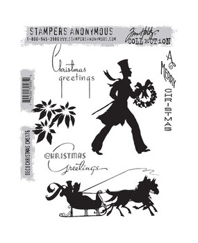 Stampers Anonymous Deco Christmas Tim Holtz Cling Stamps (CMS176) Stampers Anonymous Deco Christmas Tim Holtz Cling Stamps (CMS176)