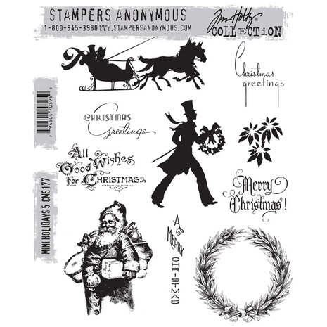 Stampers Anonymous Mini Holidays 5 Tim Holtz Cling Stamps (CMS177) Stampers Anonymous Mini Holidays 5 Tim Holtz Cling Stamps (CMS177)