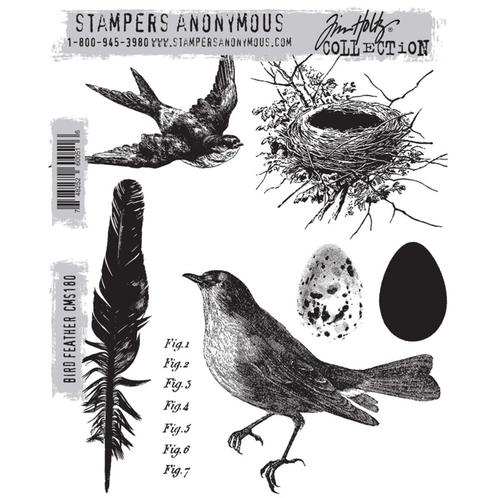 Stampers Anonymous Bird Feather Tim Holtz Cling Stamps (CMS180) Stampers Anonymous Bird Feather Tim Holtz Cling Stamps (CMS180)
