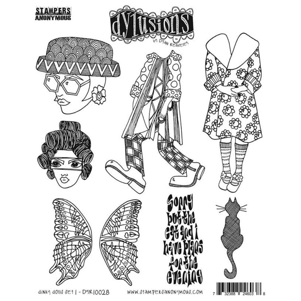 Stampers Anonymous Dinky Dolls Set #1 Dylusions Cling Stamps (DYR10028) Stampers Anonymous Dinky Dolls Set #1 Dylusions Cling Stamps (DYR10028)