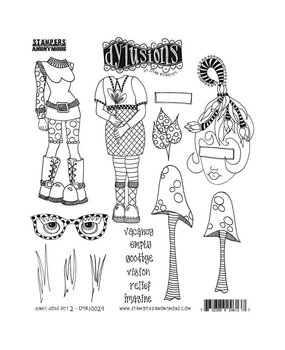 Stampers Anonymous Dinky Dolls Set #2 Dylusions Cling Stamps (DYR10029) Stampers Anonymous Dinky Dolls Set #2 Dylusions Cling Stamps (DYR10029)