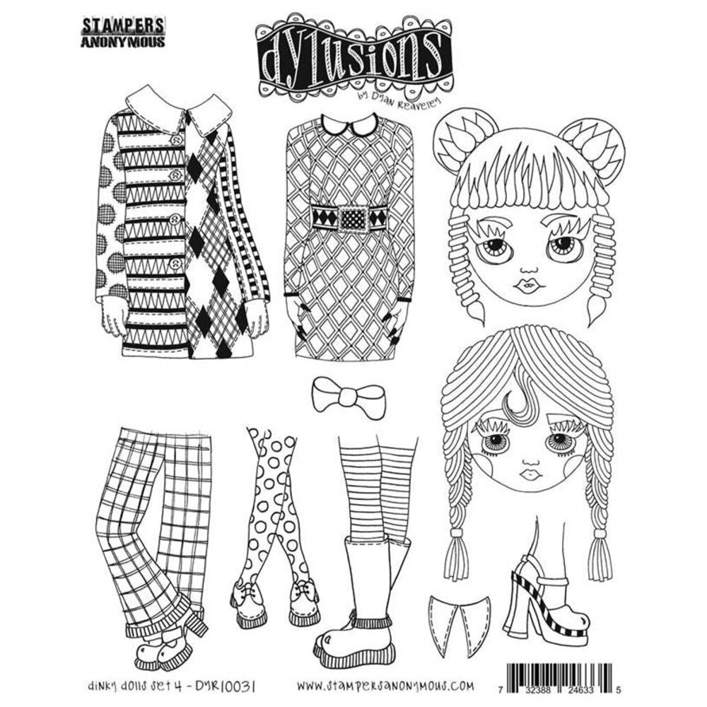 Stampers Anonymous Dinky Dolls Set #4 Dylusions Cling Stamps (DYR10031) Stampers Anonymous Dinky Dolls Set #4 Dylusions Cling Stamps (DYR10031)