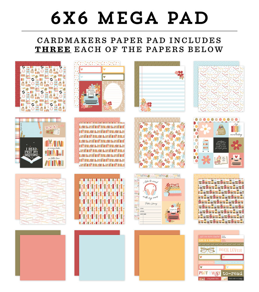 Echo Park Bookish 6x6 Inch Cardmakers Mega Pad (BSH475031) Echo Park Bookish 6x6 Inch Cardmakers Mega Pad (BSH475031)