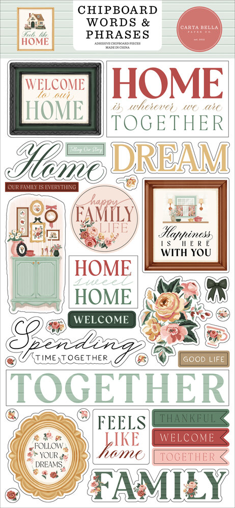 Carta Bella Feels Like Home Chipboard Words & Phrases (CBFLH476022)