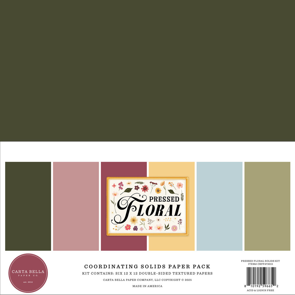 Carta Bella Pressed Floral 12x12 Inch Coordination Solids Paper Pack (CBPF473015) Carta Bella Pressed Floral 12x12 Inch Coordination Solids Paper Pack (CBPF473015)