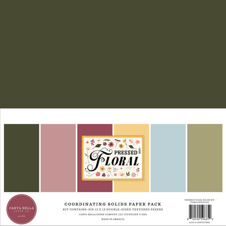 Carta Bella Pressed Floral 12x12 Inch Coordination Solids Paper Pack (CBPF473015) Carta Bella Pressed Floral 12x12 Inch Coordination Solids Paper Pack (CBPF473015)