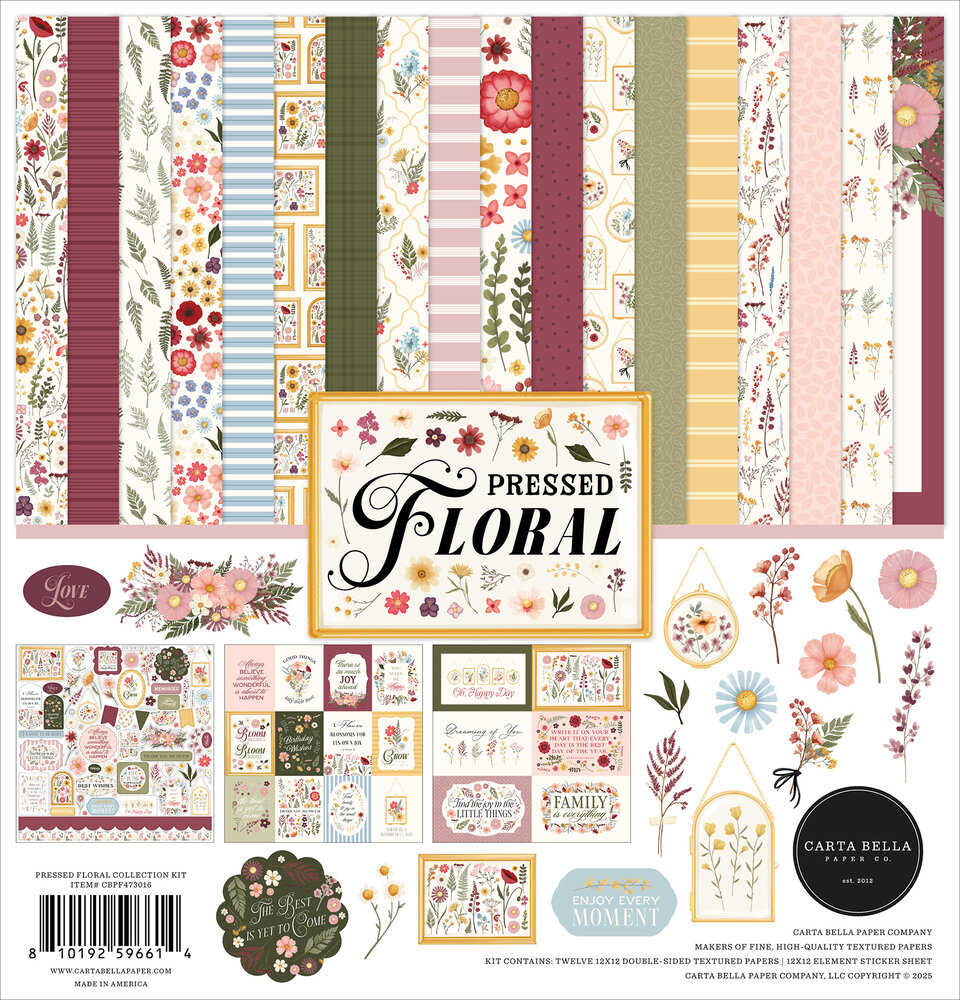 Carta Bella Pressed Floral 12x12 Inch Collection Kit (CBPF473016) Carta Bella Pressed Floral 12x12 Inch Collection Kit (CBPF473016)