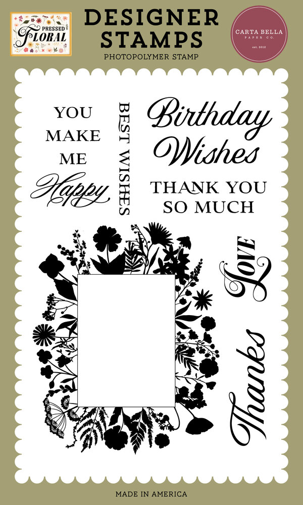 Carta Bella Pressed Floral Designer Stamps Floral Frame And Phrases (CBPF473041) Carta Bella Pressed Floral Designer Stamps Floral Frame And Phrases (CBPF473041)