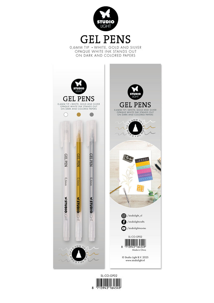 Studio Light Gel Pens 0.6mm White/Gold/Silver (SL-CO-GP02) Studio Light Gel Pens 0.6mm White/Gold/Silver (SL-CO-GP02)
