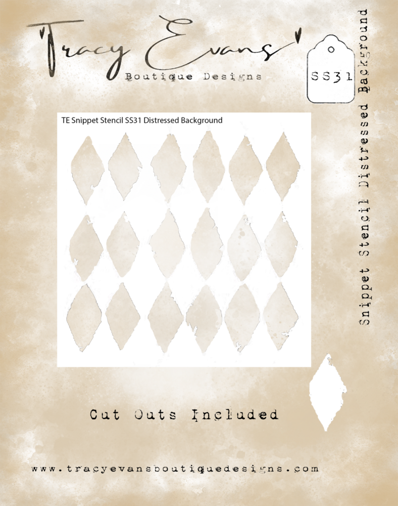 Tracy Evans Distressed Background 4x4 Inch Snippet Stencil (SS031)