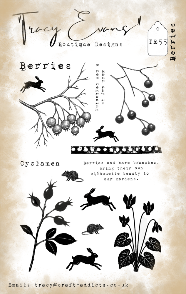 Tracy Evans Berries A6 Stamp (TE055) Tracy Evans Berries A6 Stamp (TE055)