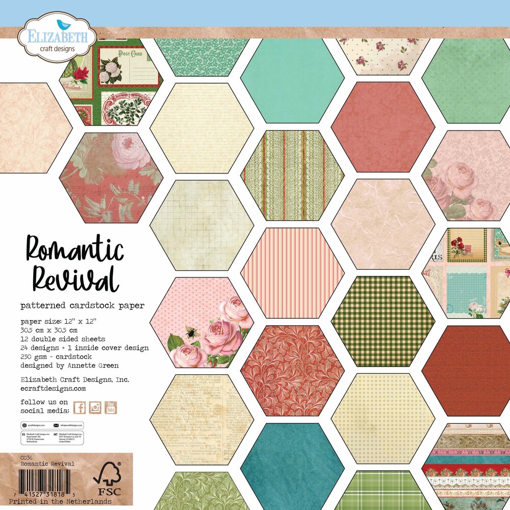 Elizabeth Craft Designs Romantic Revival 12x12 Inch Patterned Cardstock Paper (C036) Elizabeth Craft Designs Romantic Revival 12x12 Inch Patterned Cardstock Paper (C036)