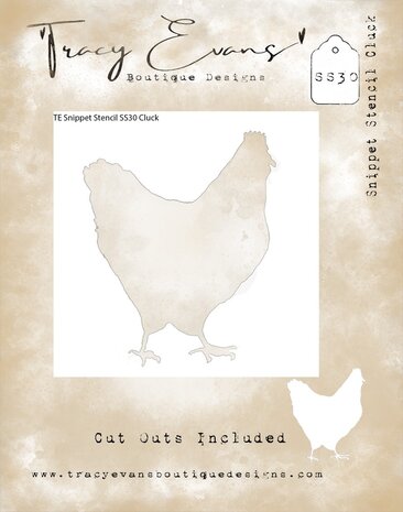 Tracy Evans Cluck 4x4 Inch Snippet Stencil (SS030)