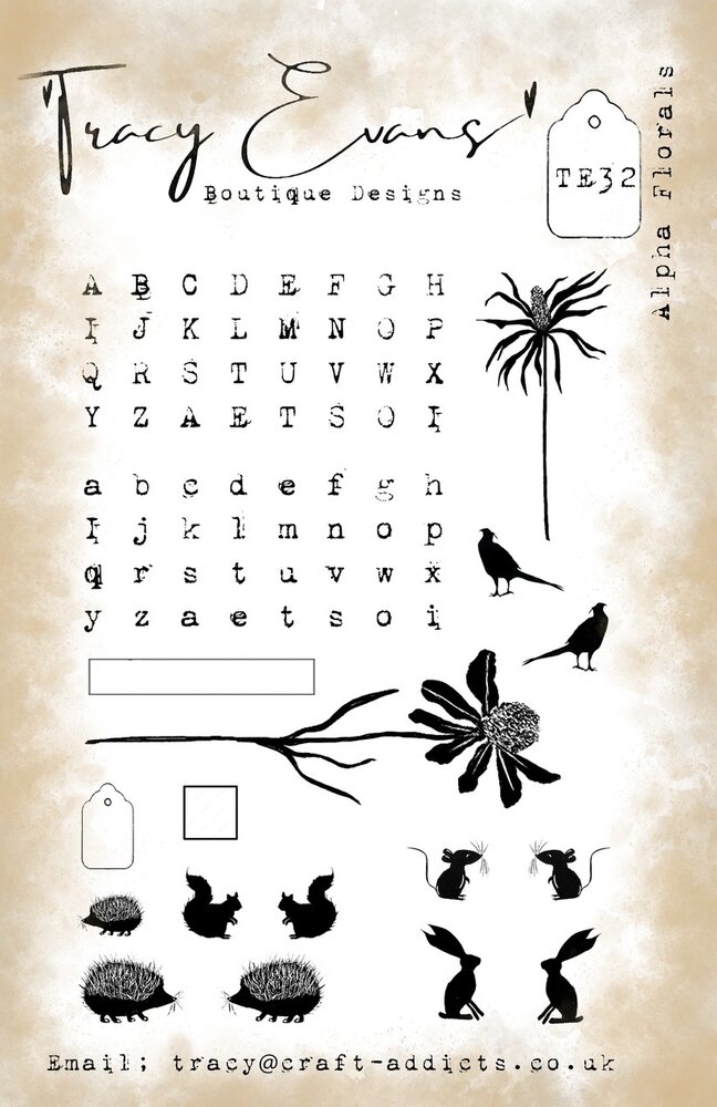 Tracy Evans Alpha Florals A5 Stamp (TE032) Tracy Evans Alpha Florals A5 Stamp (TE032)
