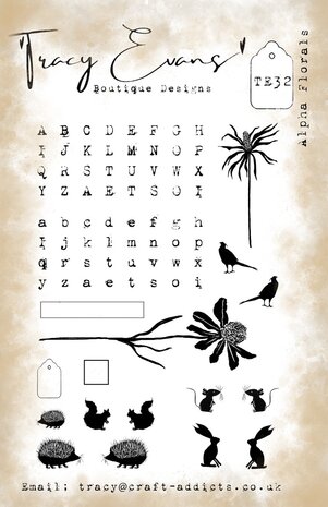 Tracy Evans Alpha Florals A5 Stamp (TE032) Tracy Evans Alpha Florals A5 Stamp (TE032)