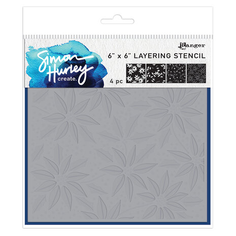 Ranger Simon Hurley create. Layering Stencils 6x6 Inch Festive Poinsettias (4pcs) (HUS91998)