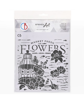 Ciao Bella Book Lovers 8x8 Inch Texture Stencil Market Fresh Flowers (MS8-006)