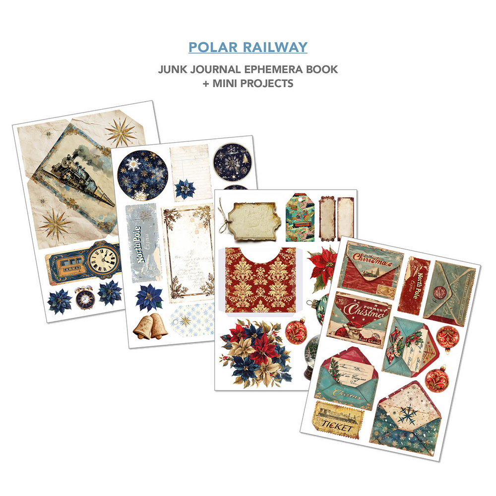 Ciao Bella Polar Railway A4 Junk Journal Ephemera Book (32pcs) (CBB018)