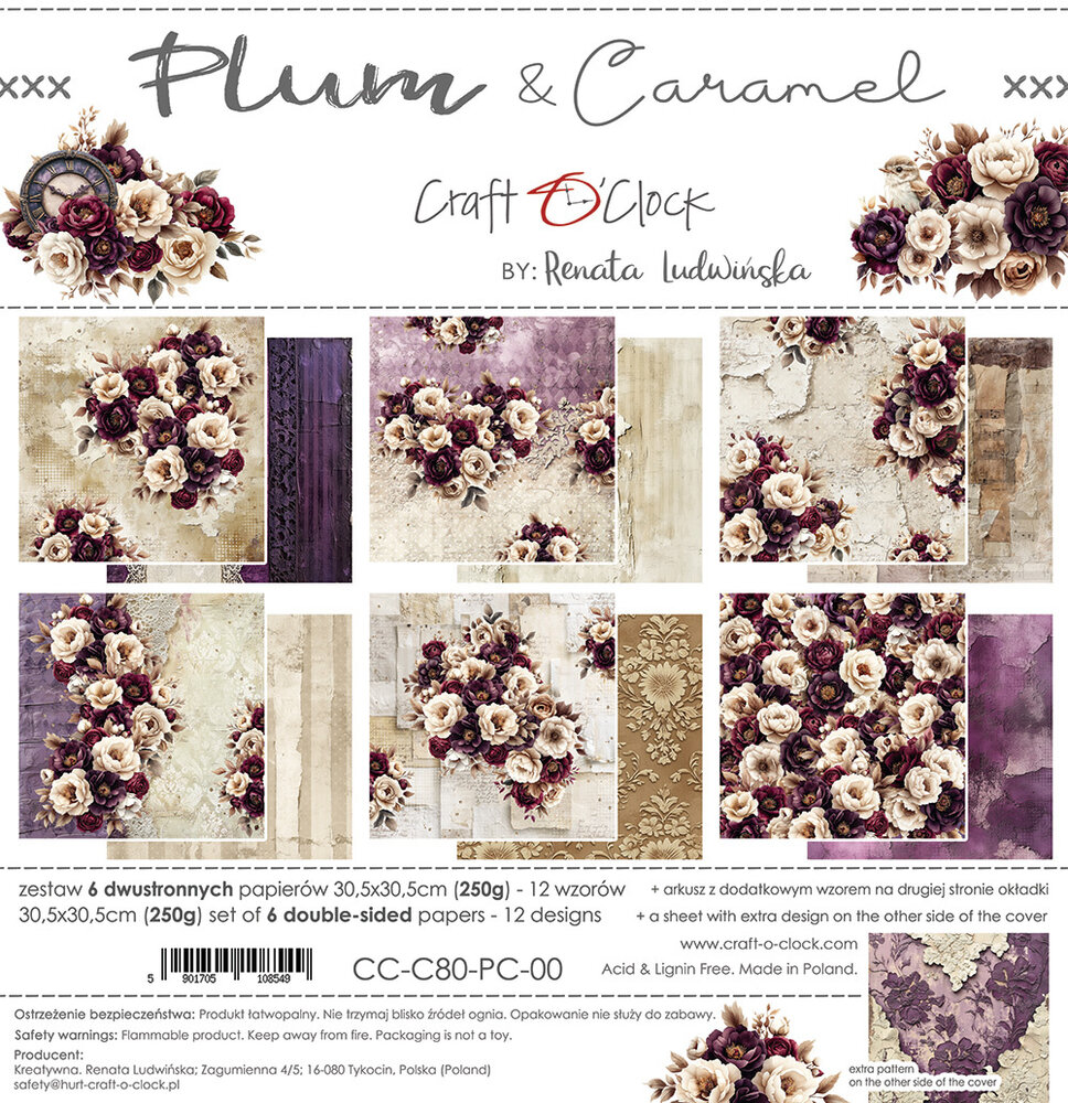 Craft O'Clock Plum & Caramel 12x12 Inch Paper Set (CC-C80-PC-00)