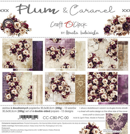 Craft O'Clock Plum & Caramel 12x12 Inch Paper Set (CC-C80-PC-00)