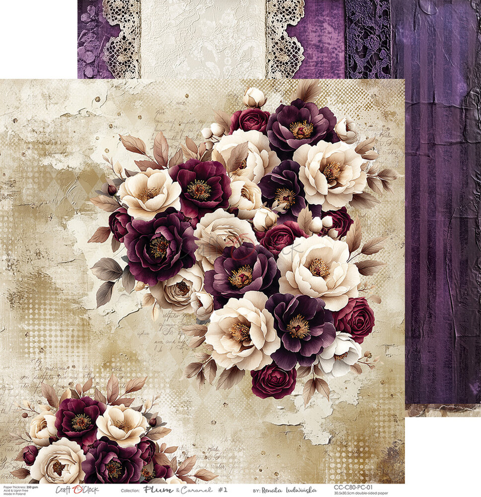Craft O'Clock Plum & Caramel 12x12 Inch Paper Set (CC-C80-PC-00)