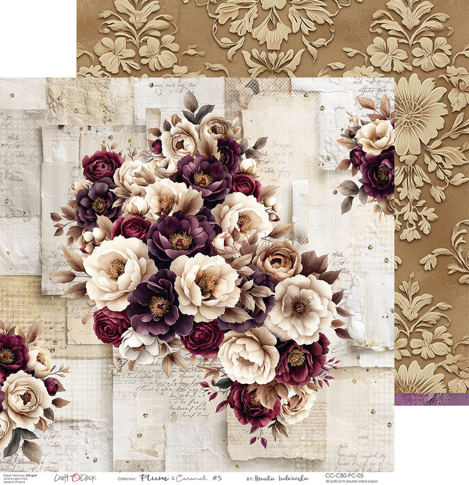 Craft O'Clock Plum & Caramel 12x12 Inch Paper Set (CC-C80-PC-00)