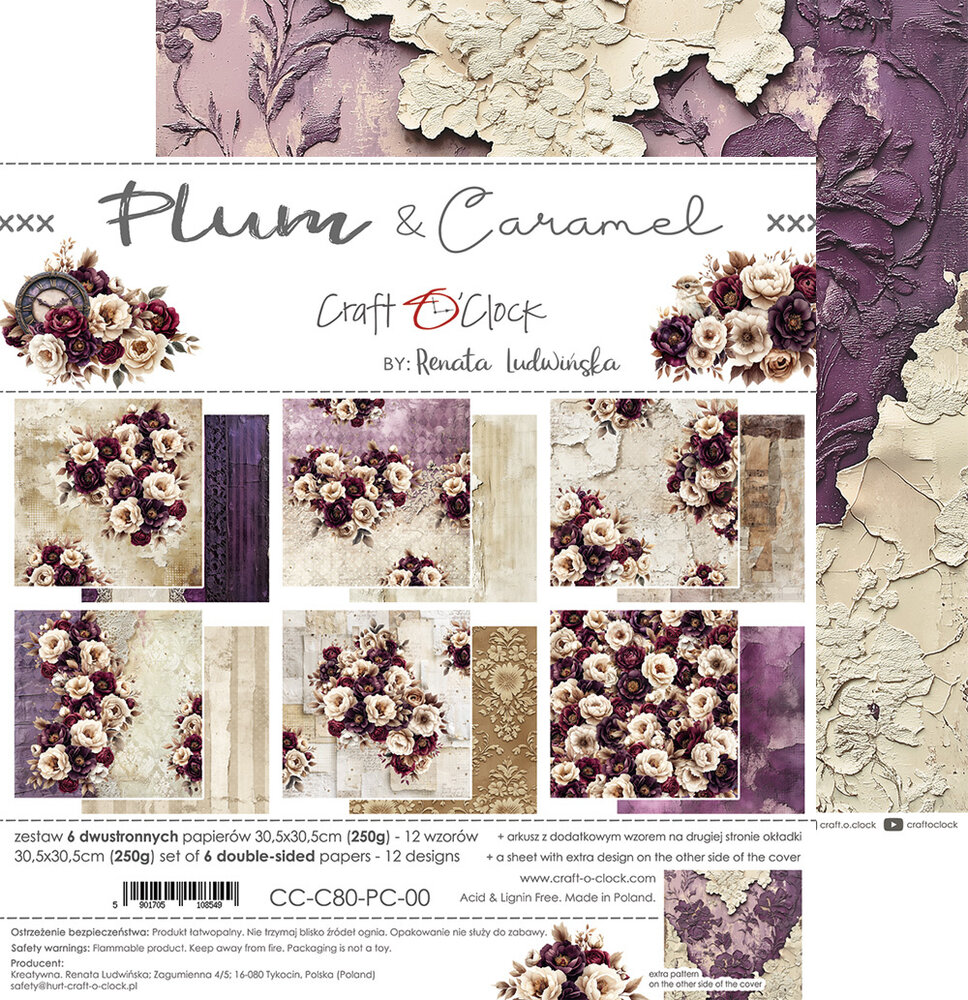Craft O'Clock Plum & Caramel 12x12 Inch Paper Set (CC-C80-PC-00)