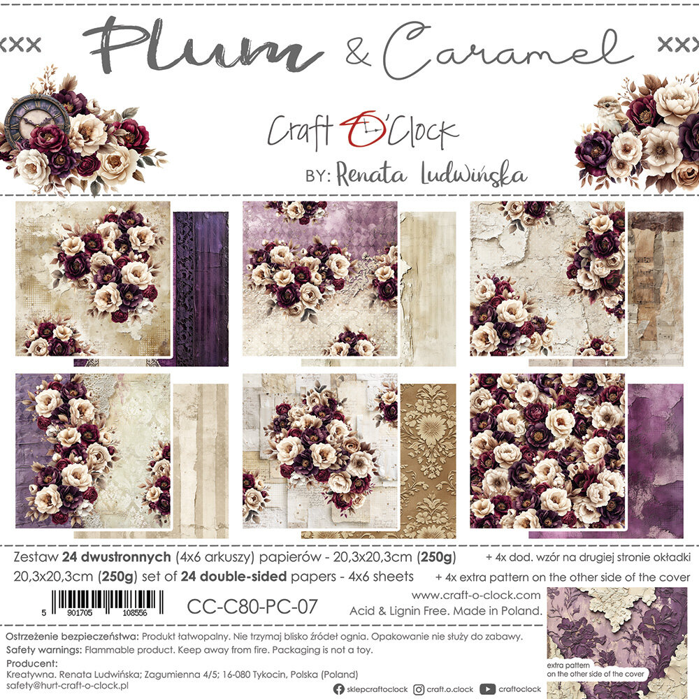 Craft O'Clock Plum & Caramel 8x8 Inch Paper Set (CC-C80-PC-07)