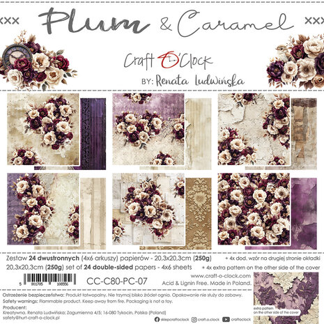 Craft O'Clock Plum & Caramel 8x8 Inch Paper Set (CC-C80-PC-07)