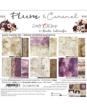 Craft O'Clock Plum & Caramel 8x8 Inch Basic Papers Set (CC-C80-PC-08)