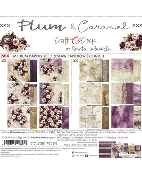 Craft O'Clock Plum & Caramel 8x8 Inch Medium Papers Set (CC-C80-PC-09)
