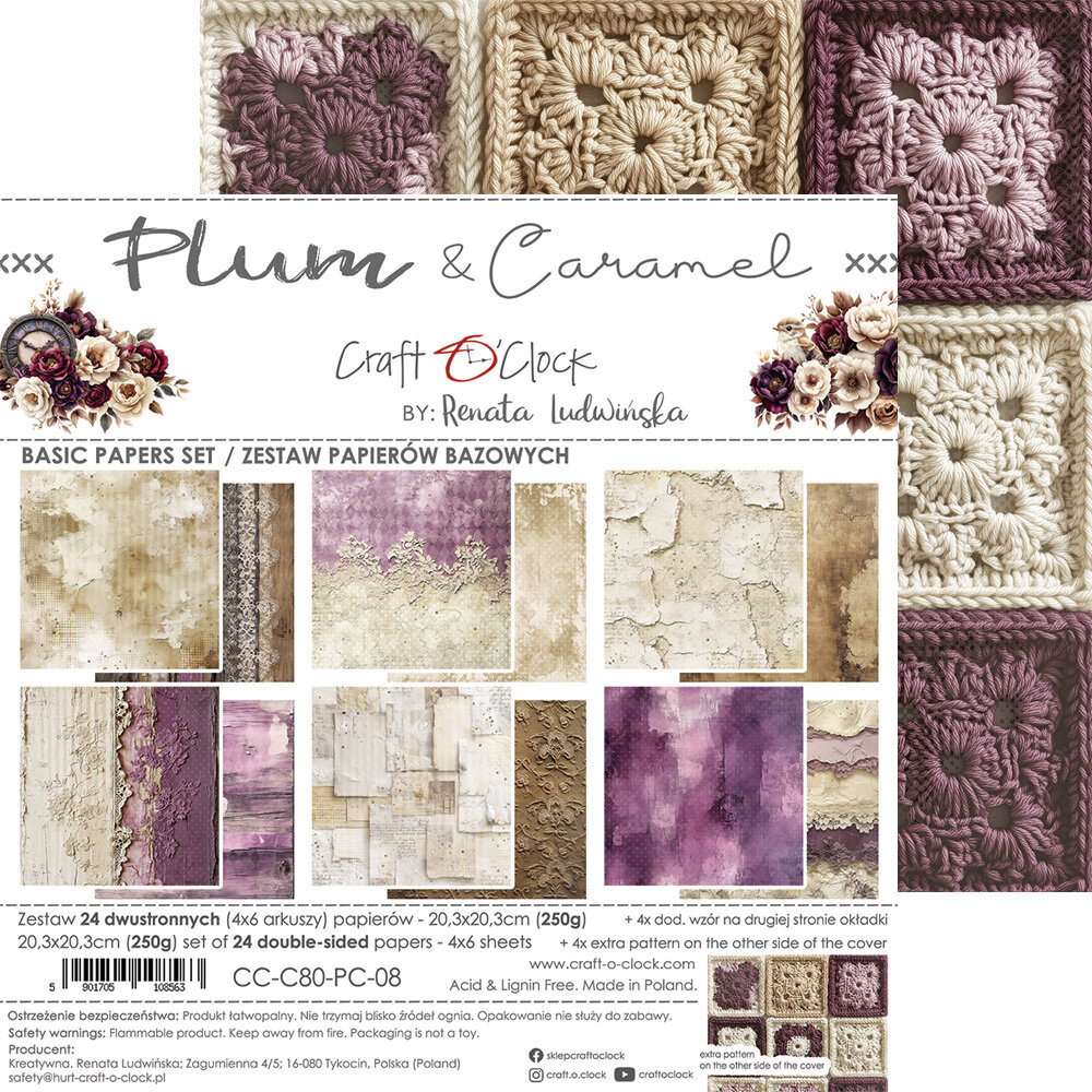Craft O'Clock Plum & Caramel 8x8 Inch Medium Papers Set (CC-C80-PC-09)