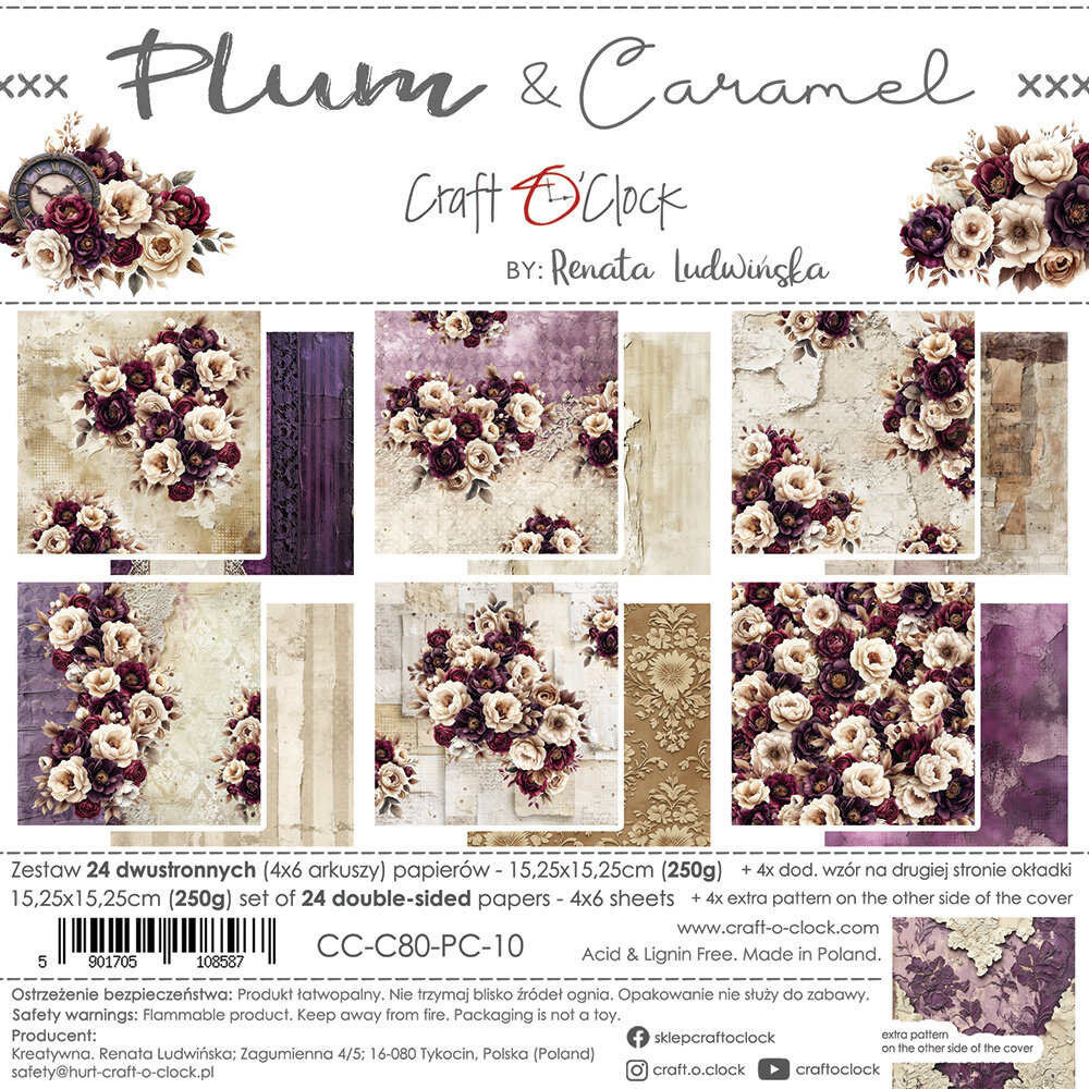 Craft O'Clock Plum & Caramel 6x6 Inch Paper Set (CC-C80-PC-10)