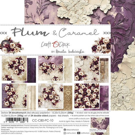 Craft O'Clock Plum & Caramel 6x6 Inch Paper Set (CC-C80-PC-10)
