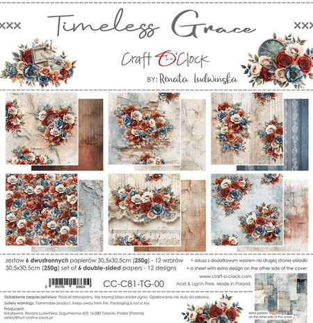Craft O'Clock Timeless Grace 12x12 Inch Paper Set (CC-C81-TG-00)
