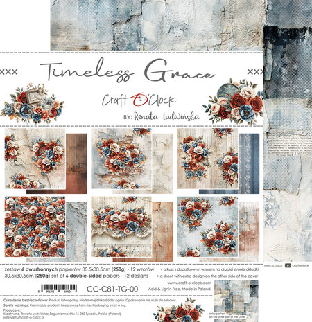 Craft O'Clock Timeless Grace 12x12 Inch Paper Set (CC-C81-TG-00)