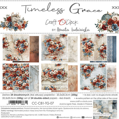 Craft O'Clock Timeless Grace 8x8 Inch Paper Set (CC-C81-TG-07)