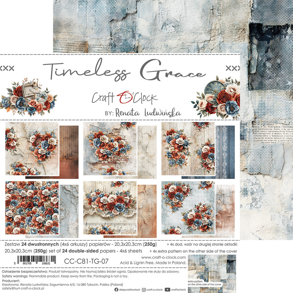 Craft O'Clock Timeless Grace 8x8 Inch Paper Set (CC-C81-TG-07)